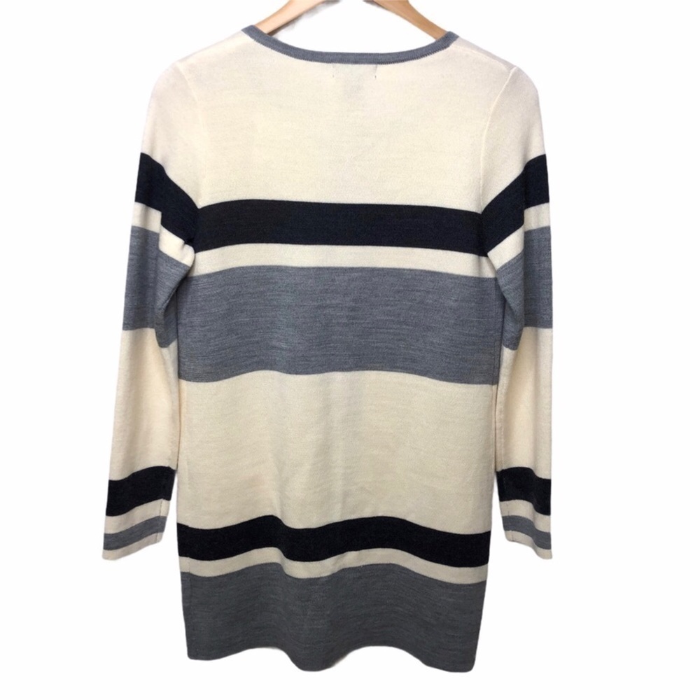 Adrienne Vittadini Open Front Striped Cardigan Size Small Gray Coatigan - Picture 5 of 9
